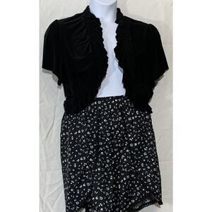 Bloom Chic Black Floral Shorts And Lane Bryant Cropped Cardigan 18-20 NWT
